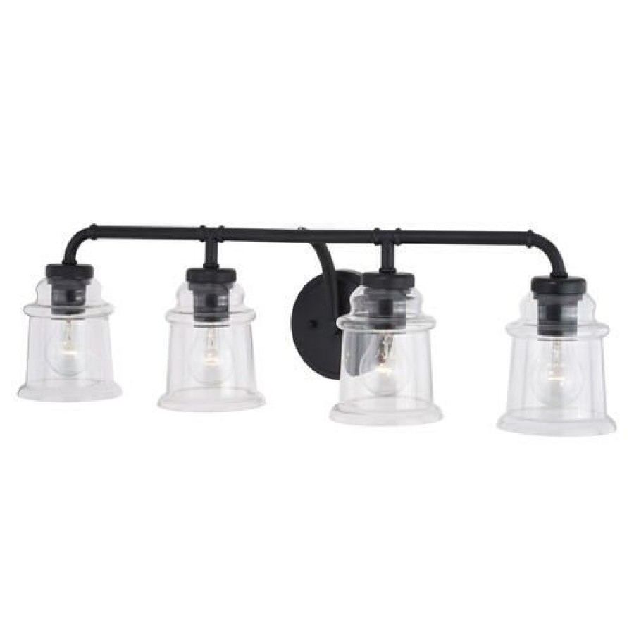 Lighting & Ceiling Fans *  | Buy Patriot Lighting® Toledo Matte Black 4 Light Vanity Light